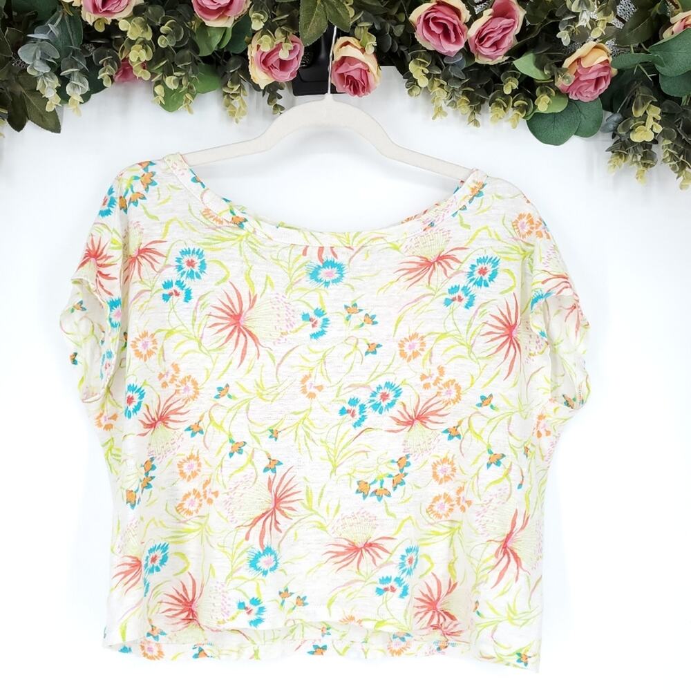 Joie Floral Linen Crop Top Size Medium